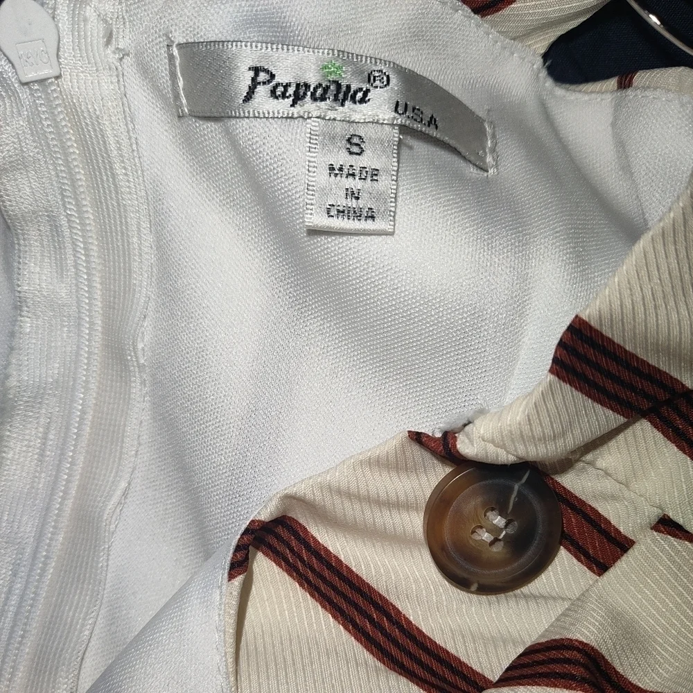 Papaya maxi dress with vertical brown lines size S - Picture 4 of 9